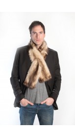 Cream polecat fur scarf - unisex